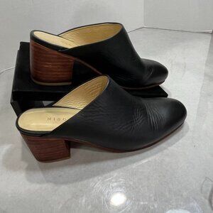 Nisolo Leather Mule Clogs Block Heel Slip On Black Size 7